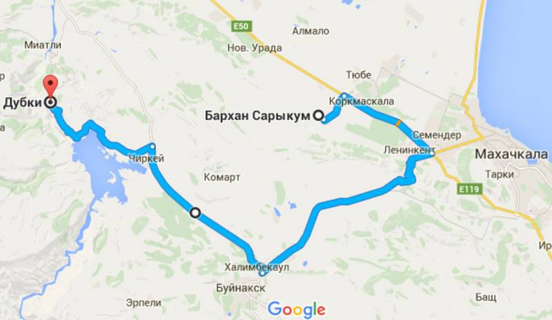 Как доехать из Махачкалы в Дубки